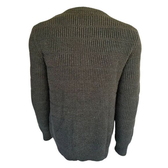 Nautica Men’s Sweater L Green V Neck Heavy Knit Cotton Blend NWT - Picture 4 of 7